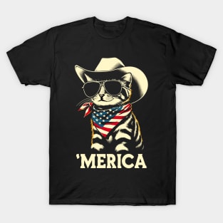 USA Flag Cat 4th of July Funny Patriotic T-Shirt